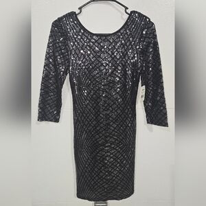 MIDNIGHT DOLL Black and silver sequin dress